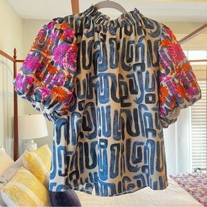 THML Embroidered Puff Sleeve Too